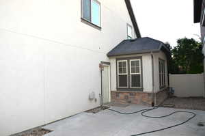 Exterior space with a patio