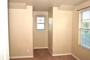 Carpeted empty room featuring a wealth of natural light