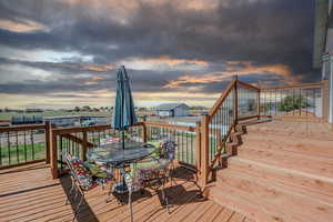 View of deck at dusk