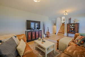 Living room featuring light hardwood / wood-style flooring