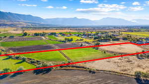 Aerial view featuring a mountain view