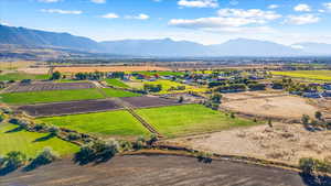 Aerial view featuring a mountain view