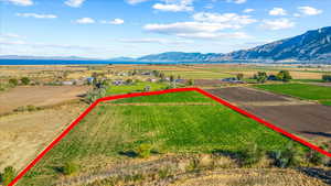 Aerial view featuring a mountain view and a rural view