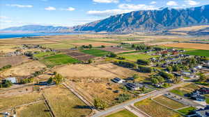 Bird's eye view featuring a water and mountain view