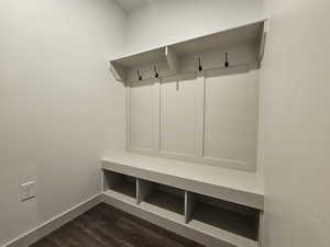 Mudroom featuring dark hardwood / wood-style flooring