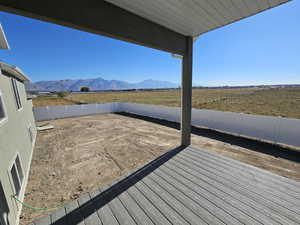 Wooden terrace with a mountain view