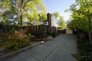 View of home's exterior with a garage