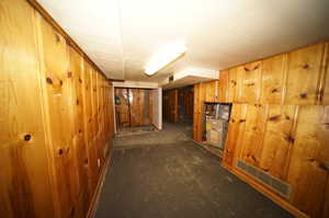 Basement with wooden walls