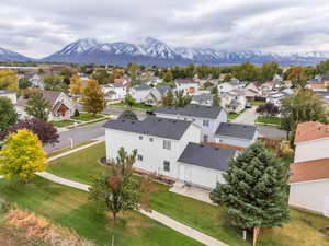 Drone / aerial view with a mountain view