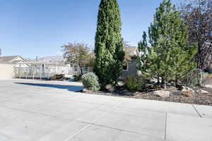 View of front of home featuring a mountain view