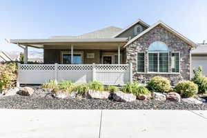 View of front of property with a garage