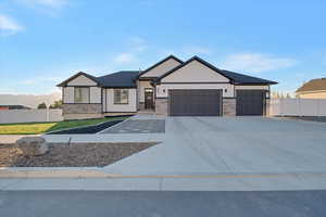 View of front of home with a garage