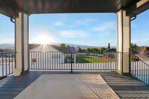 Deck featuring a mountain view