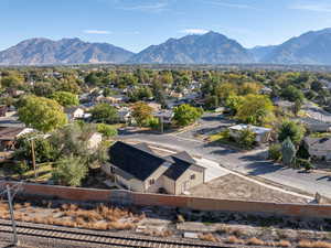 Aerial view featuring a mountain view