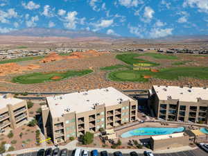 Bird's eye view with a mountain view