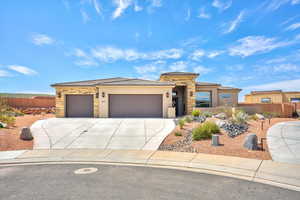 View of front of home with a garage