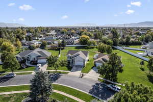 Aerial view featuring a mountain view