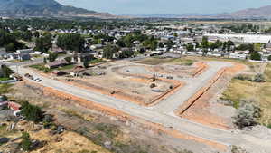 Aerial view featuring a mountain view