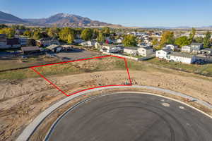 Aerial view featuring a mountain view