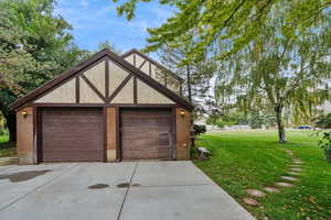 Garage with a yard