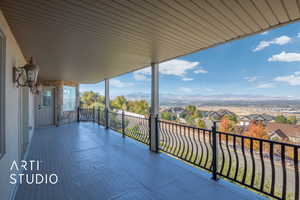 Balcony off of bedroom/office featuring valley and mountain views.