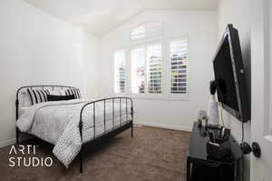 2nd bedroom on main level with lofted ceiling