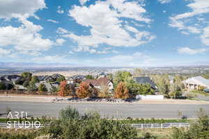 Birds eye view of property from 2nd balcony featuring valley and mountain views.