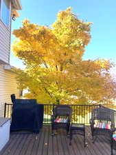 Deck featuring area for grilling