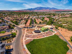 Drone / aerial view with a mountain view