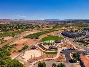 Drone / aerial view featuring a mountain view