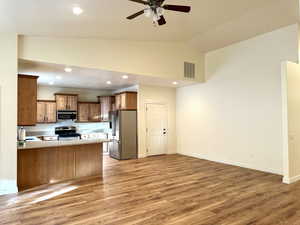 Open kitchen with an ability to be part of the entertainment but have your own space