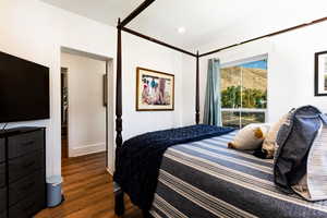 Bedroom featuring dark wood-type flooring