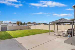 View of patio with a gazebo