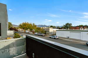 Balcony with a mountain view