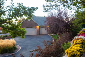 View of front of property featuring a garage