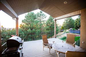 Deck featuring grilling area