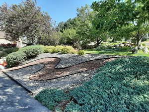 Landscaped planters and hillside