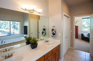 Master bathroom featuring vanity and tile patterned floors