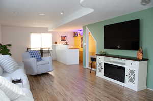 Living room featuring light wood-type flooring