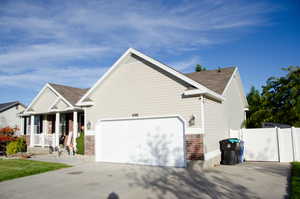 View of front of home with a garage