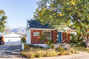 View of front of home with a mountain view