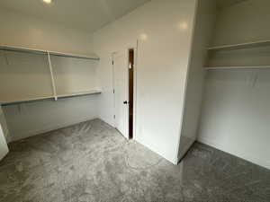 Walk in closet with carpet