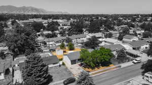 Drone / aerial view with a mountain view