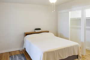 Bedroom featuring a closet and hardwood / wood-style flooring