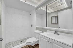 Remodeled Bathroom with walk-in shower.