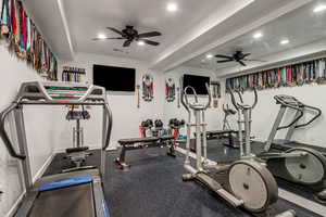 Exercise Room with Ceiling Fan.