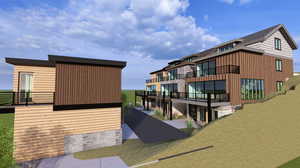 Architect's rendering of all 4 lots from the North