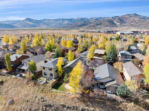 Aerial view featuring a mountain view