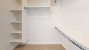 Walk in closet with carpet