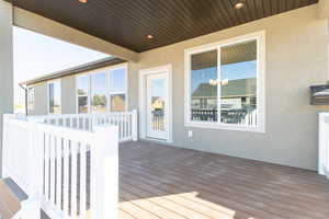 View of wooden deck